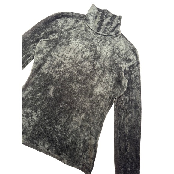 Theory Tops - Theory Women's Deep Green Crushed Velvet Turtleneck Top Size S. Quiet Luxury